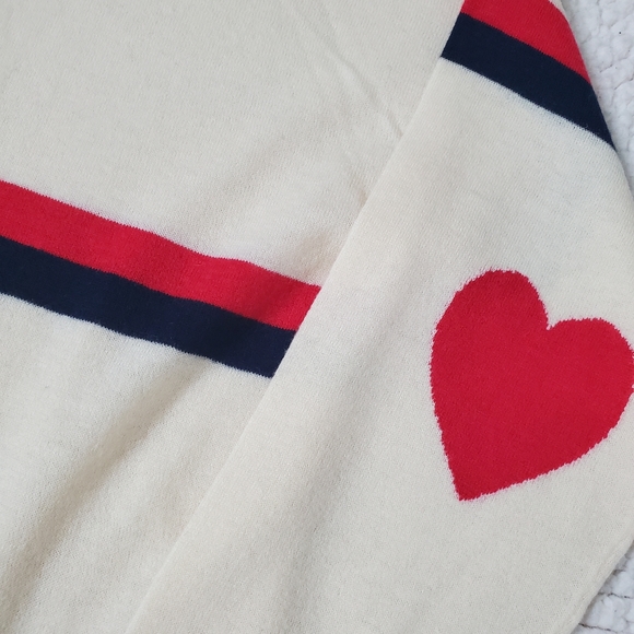 NWOT Sundry Stripes Heart Crewneck Sweater Wool-Cashmere Blend Size M - Picture 8 of 16